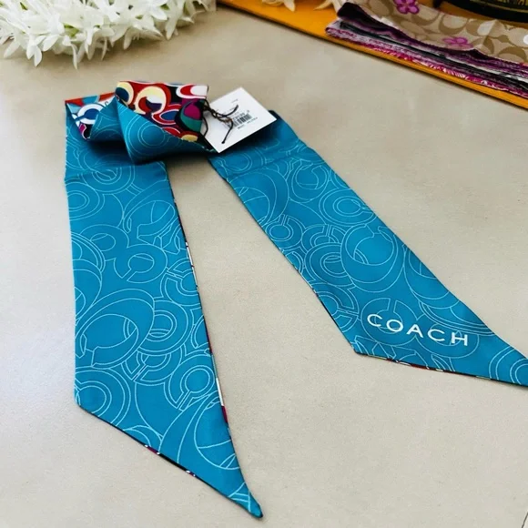 Coach Colorful Patterned Silk Scarf - Picture 3 of 6